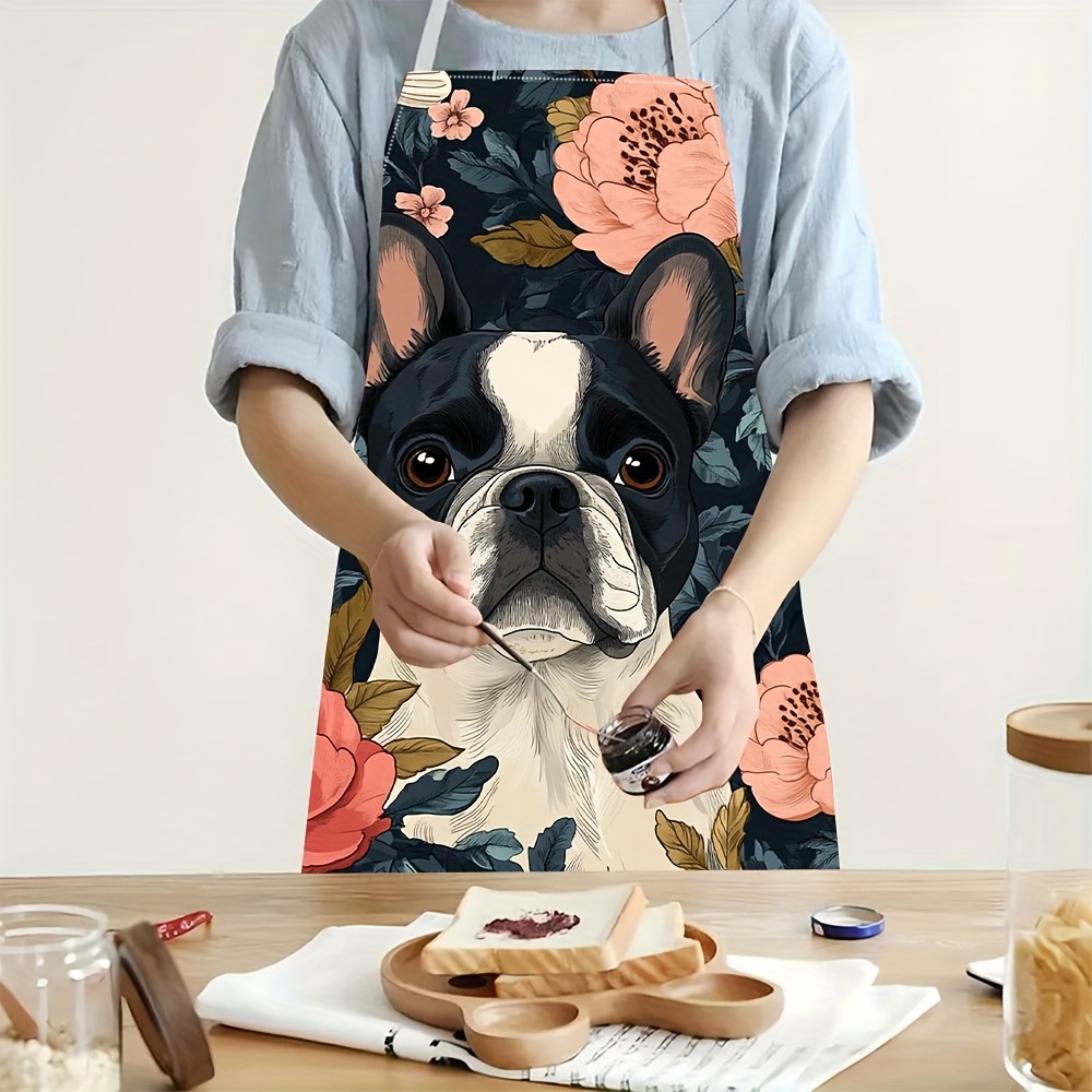 Kitchen Baking Area Ideas - French Bulldog Floral Apron - Linen