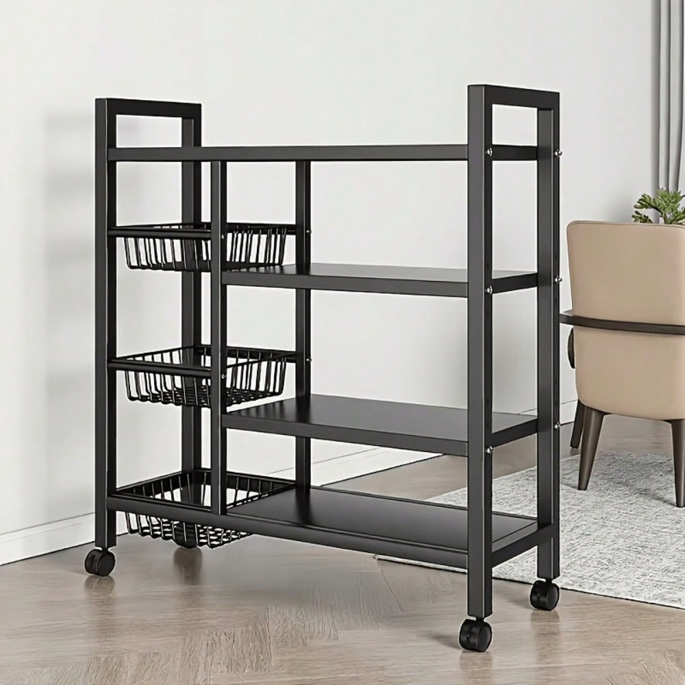 Kitchen Baking Pantry - Movable Kitchen Storage Rack With Large