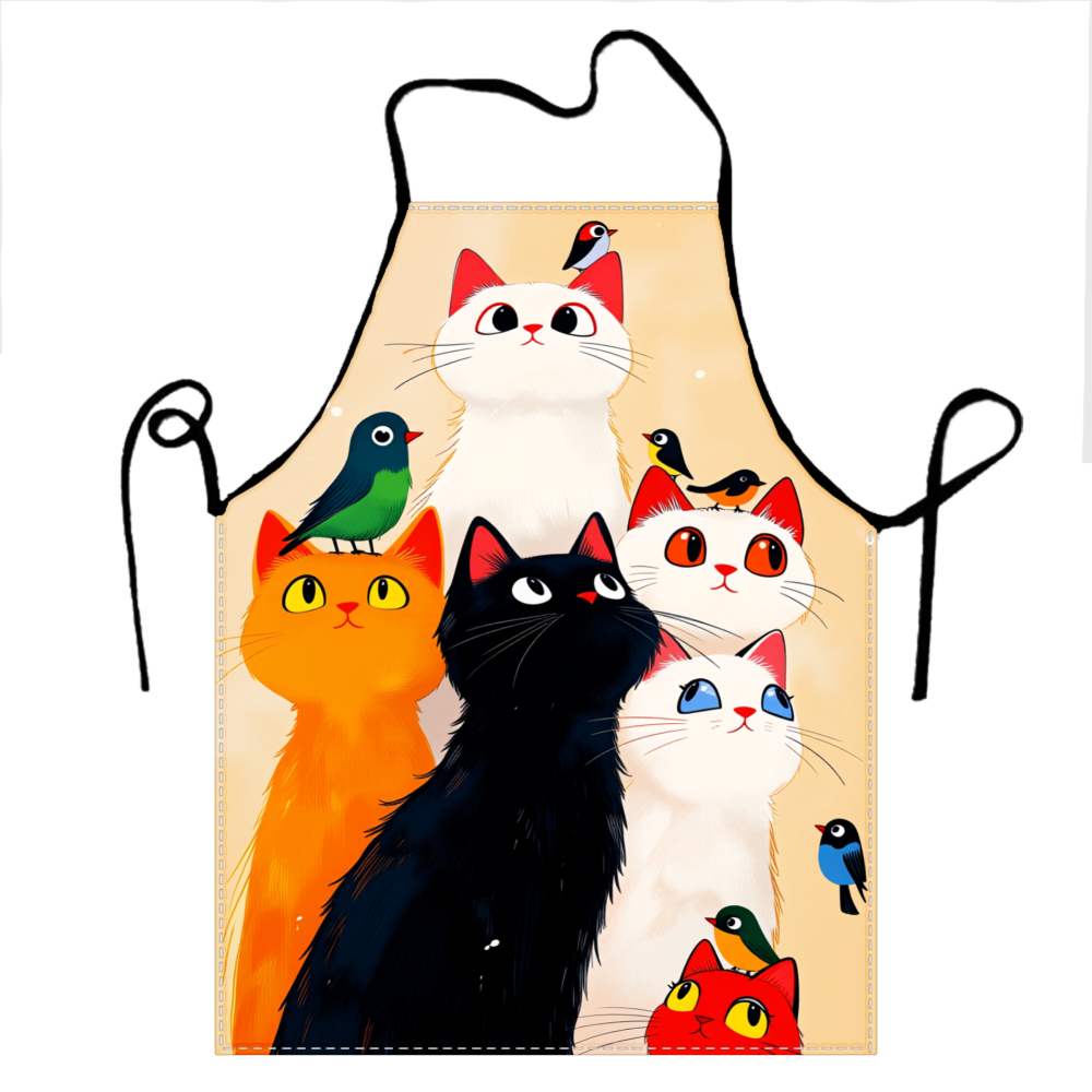 Kitchen Baking Area Ideas - Cute Cats And Birds Apron For