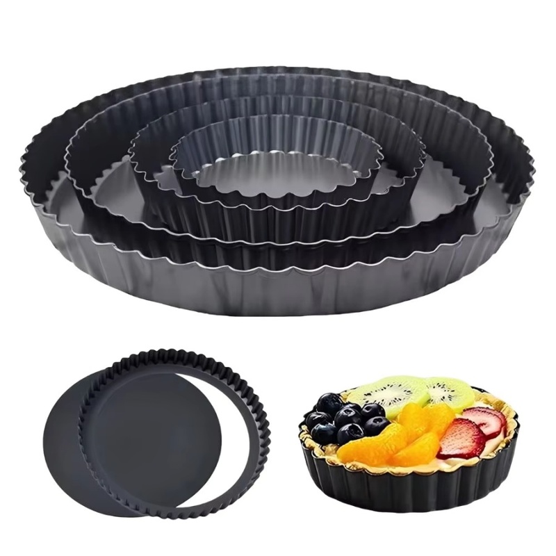 Kitchen Baking Tray - 1pc Removable Bottom Fluted Tart Pan