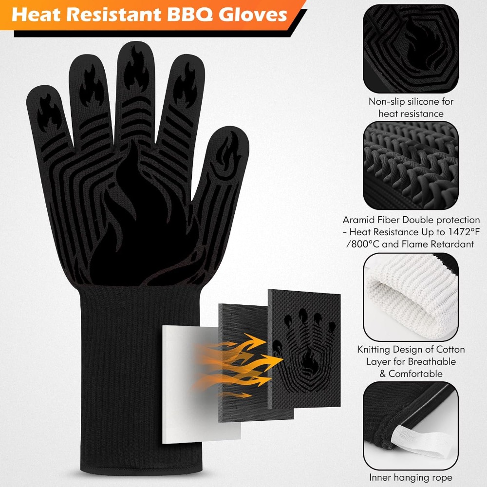 Kitchen Baking Cooking - BBQ Gloves, 1472°F Heat Resistant Gloves