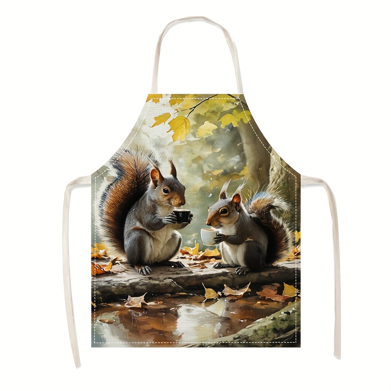 Linen Apron Squirrel Coffee Sc - đánh giá và giá Kitchen Baking Area Ideas
