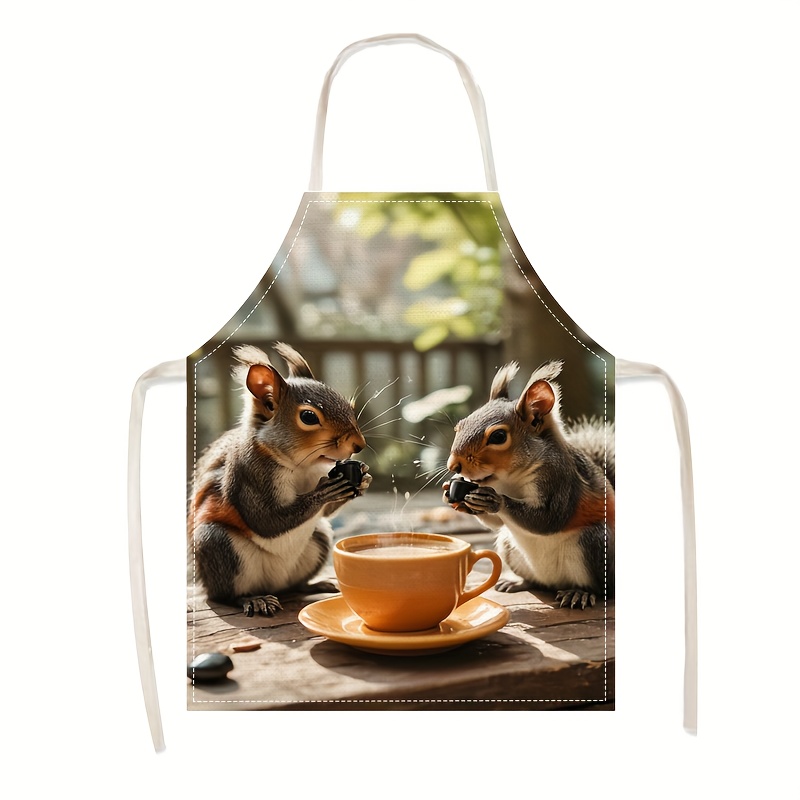 Linen Apron Squirrel Coffee Sc - đánh giá và giá Kitchen Baking Area Ideas