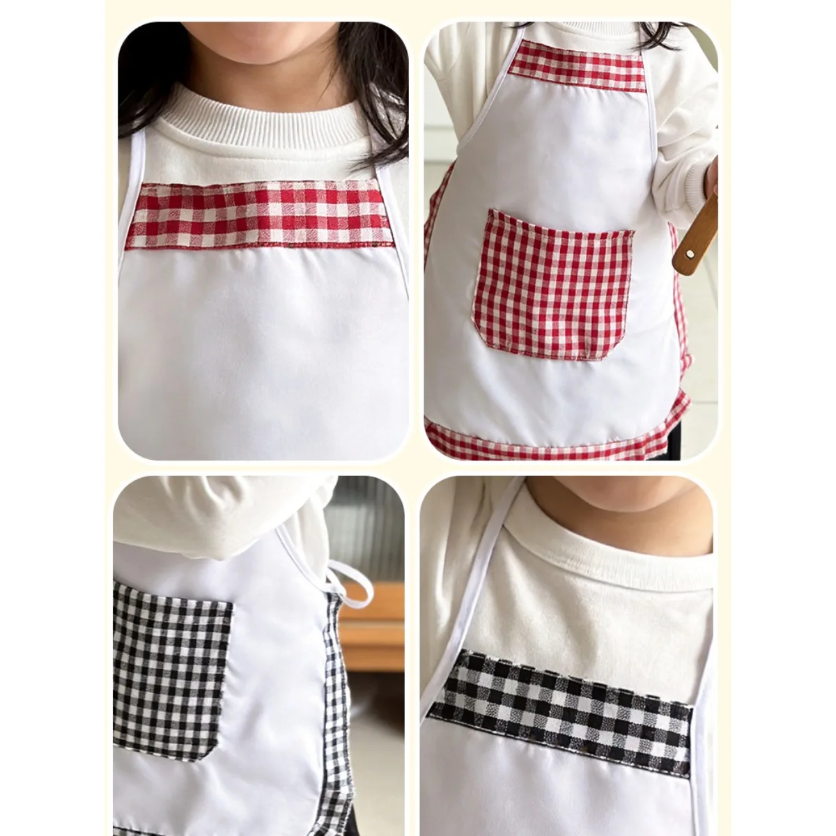 2pcs Plaid Kids Chef Apron and - đánh giá và giá Baking Kitchen Set Up