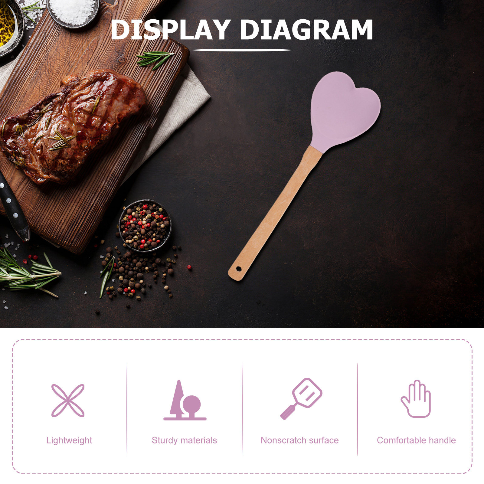 Heart-Shaped Silicone Spatula  - đánh giá và giá Kitchen Baking Utensils